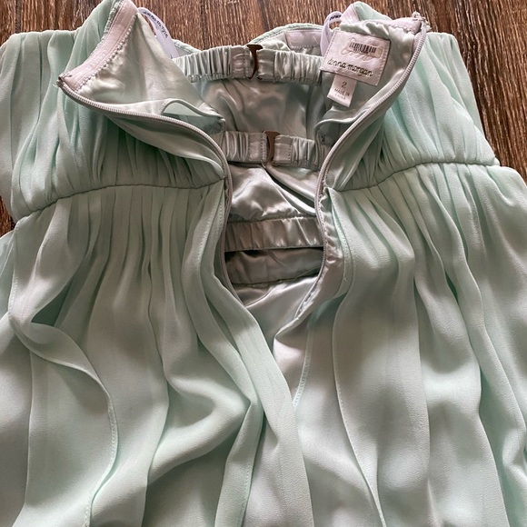 Dona Morgan strapless mint green flowy  wedding/prom midi dress - Picture 9 of 12